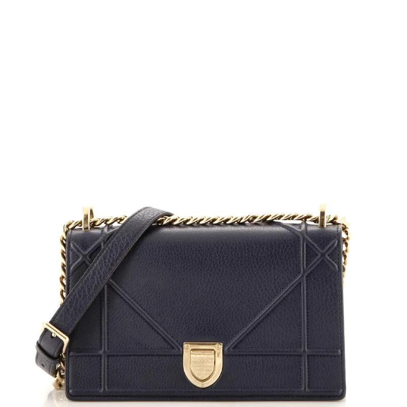 Women's Crossbody Bag with Zippered Pocket on the Back in Red for SecurityDiorama Flap Bag Grained Calfskin Small