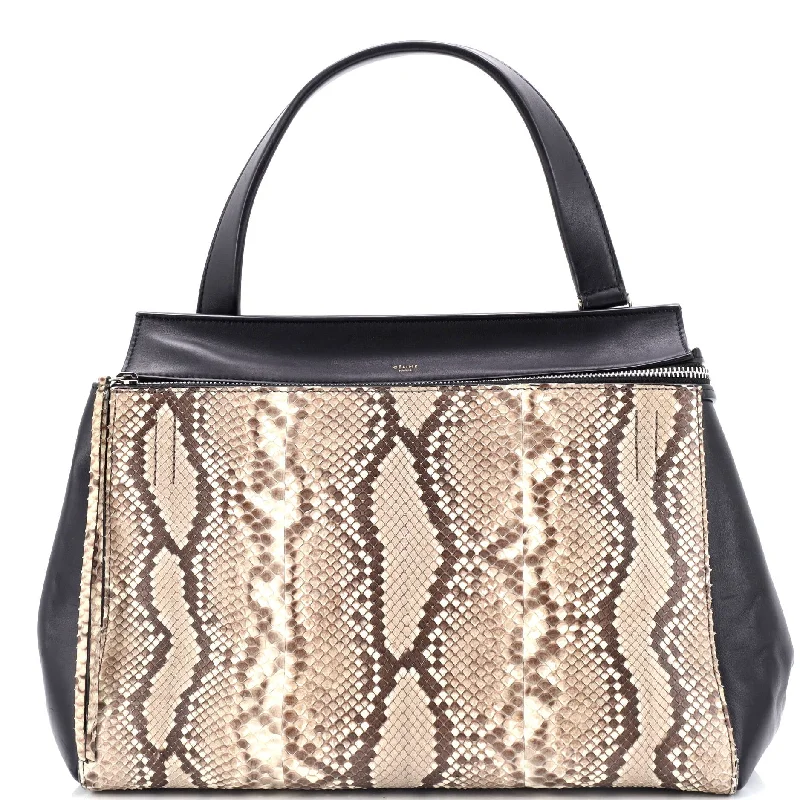 Canvas and Leather Combo Shoulder Bag in Tan for a Rustic LookEdge Bag Python and Leather Medium