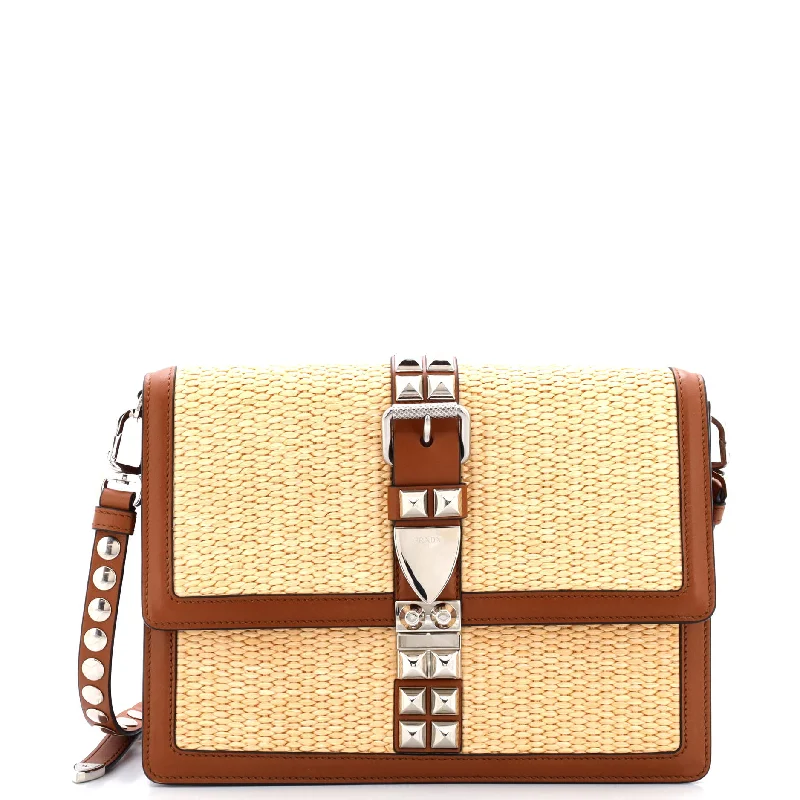 Vegan Leather Shoulder Bag in Gray for Ethical Fashion LoversElektra Shoulder Bag Straw with Leather Medium
