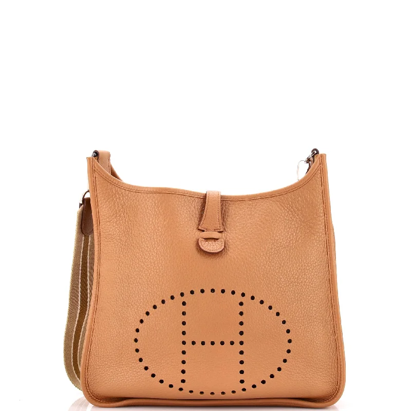 Canvas and Leather Combo Shoulder Bag in Tan for a Rustic LookEvelyne Bag Gen I Clemence PM