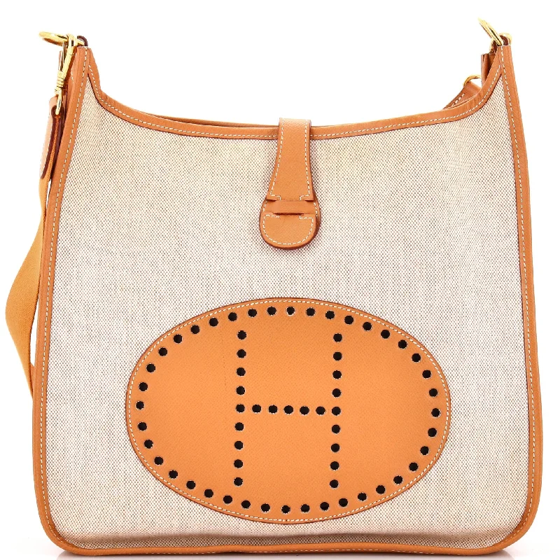 Women's Shoulder Bag with Zippered Pockets in Orange for SafetyEvelyne Bag Gen I Toile and Leather GM
