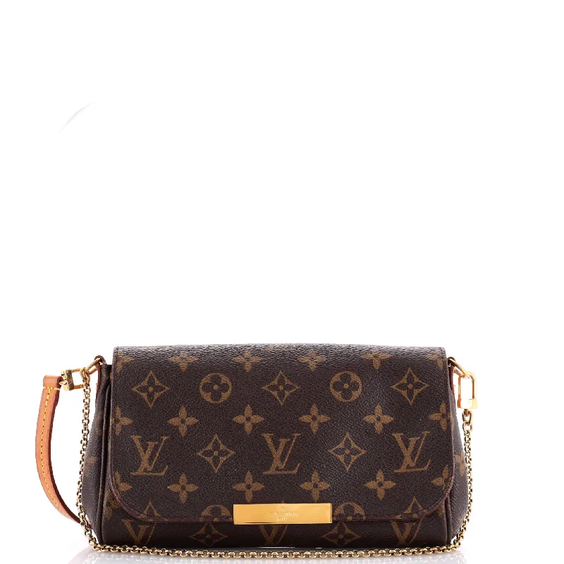 Leather Shoulder Bag with Magnetic Closure in Black for Quick AccessFavorite Handbag Monogram Canvas PM