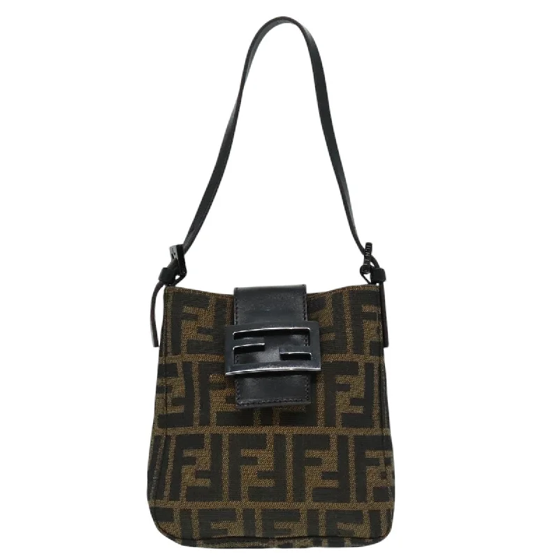 Women's Shoulder Bag with Fringe Details in Brown for a Bohemian StyleFendi Mamma Baguette  Canvas Shoulder Bag (Pre-Owned)