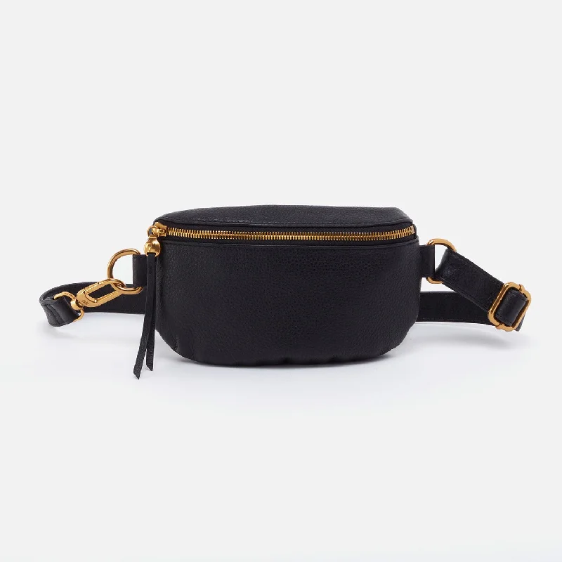 Women's Crossbody Bag with Multiple Compartments in Gray for Organized Daily UseFern Belt Bag In Pebbled Leather - Black