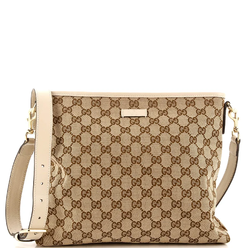 Hand - painted Canvas Crossbody Bag in Yellow for a Unique and Artistic LookFlat Messenger Bag GG Canvas Medium