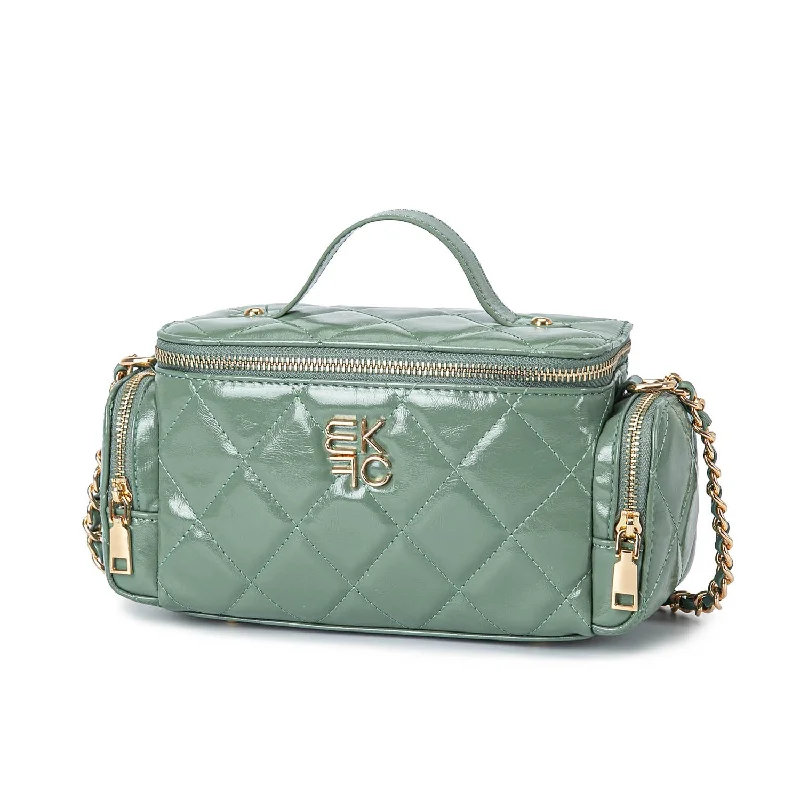 Quilted Leather Crossbody Bag in Cream for a Classic and Elegant AppearanceFortuna Vanity Crossbody Women's Purse by Mia K.