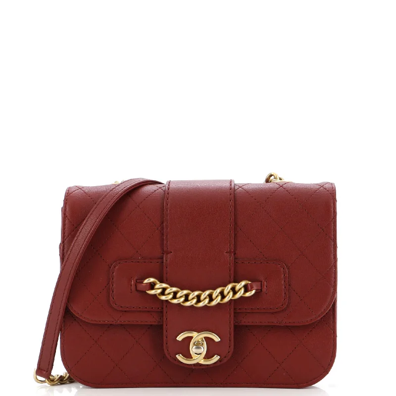 Suede Shoulder Bag in Pink with Tassel Accents for Casual OutingsFront Chain Flap Bag Quilted Sheepskin Medium