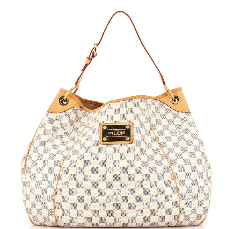 Crossbody Shoulder Bag in Black Leather with Gold Hardware for Night OutsGalliera Handbag Damier GM