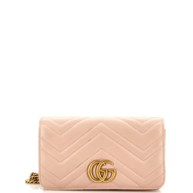Embroidered Silk Crossbody Bag in Purple for Formal Events and WeddingsGG Marmont Chain Flap Bag Matelasse Leather Mini