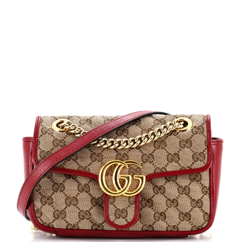 Women's Crossbody Bag with Chain Strap in Gold for a Glamorous TouchGG Marmont Flap Bag Diagonal Quilted GG Canvas Mini
