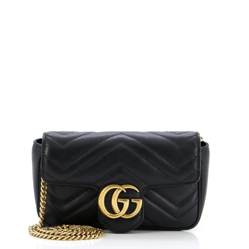 Women's Shoulder Bag with Adjustable Strap in Pink for ComfortGG Marmont Flap Bag Matelasse Leather Super Mini