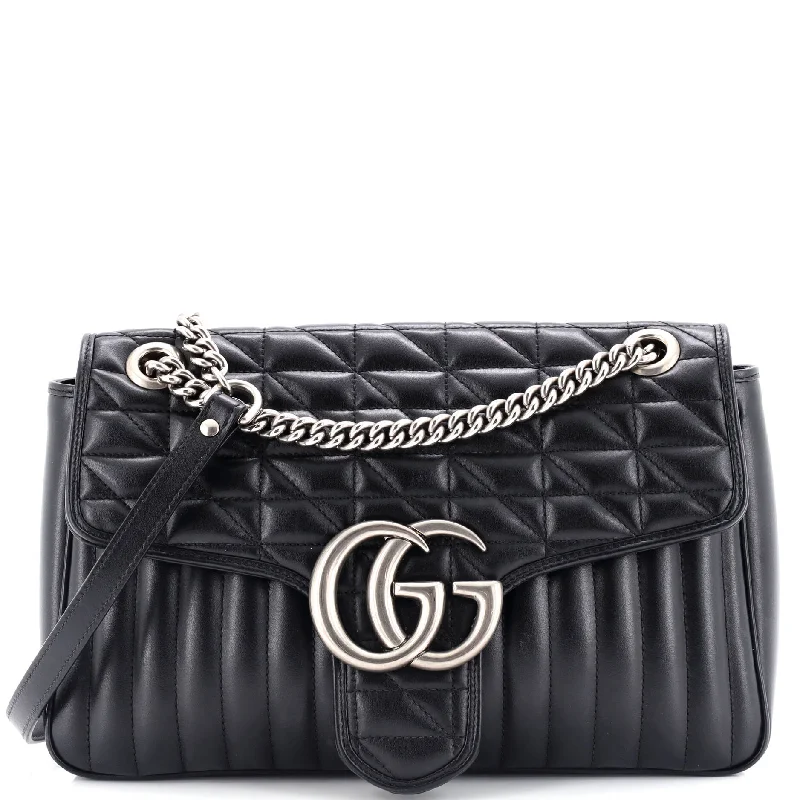 Women's Shoulder Bag with Adjustable Strap in Pink for ComfortGG Marmont Flap Bag Mixed Matelasse Leather Medium
