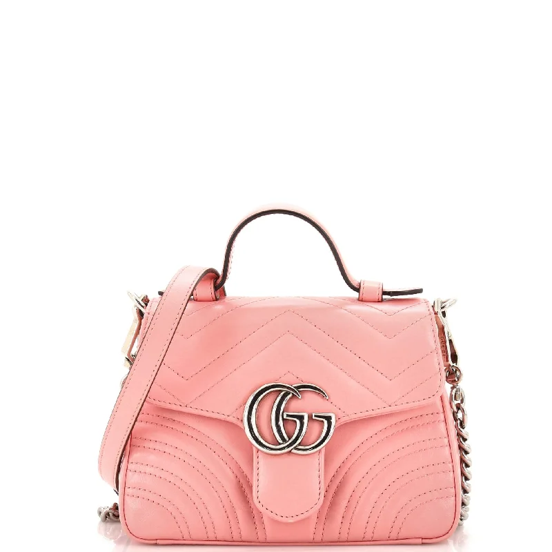 Quilted Shoulder Bag in Cream for a Classic and Elegant LookGG Marmont Top Handle Flap Bag Matelasse Leather Mini