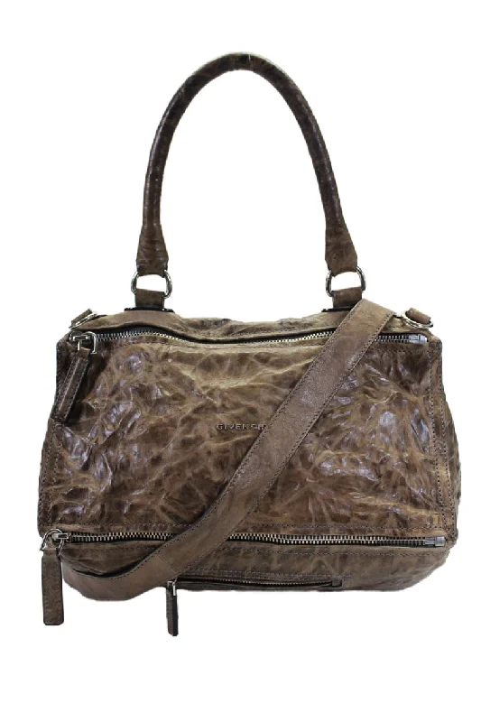 Embroidered Denim Shoulder Bag in Blue for a Vintage VibeGivenchy Womens Medium Top Handle Pandora Shoulder Handbag Brown Leather