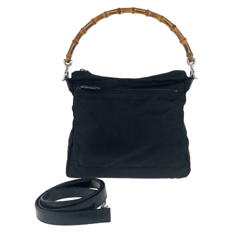 Leather - Trimmed Denim Crossbody Bag in Blue for a Vintage - Inspired LookGucci Bamboo Nylon Leather 2way Bag