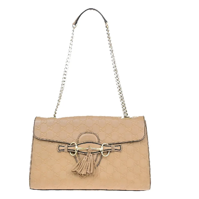 Shoulder Bag with Chain Strap in Silver for a Trendy AppearanceGucci Emily  Leather Shoulder Bag (Pre-Owned)