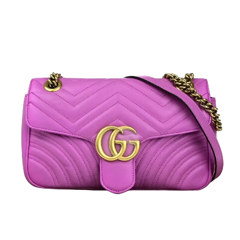 Crossbody Shoulder Bag in Black Leather with Gold Hardware for Night OutsGucci Gg Marmont  Leather Shoulder Bag (Pre-Owned)