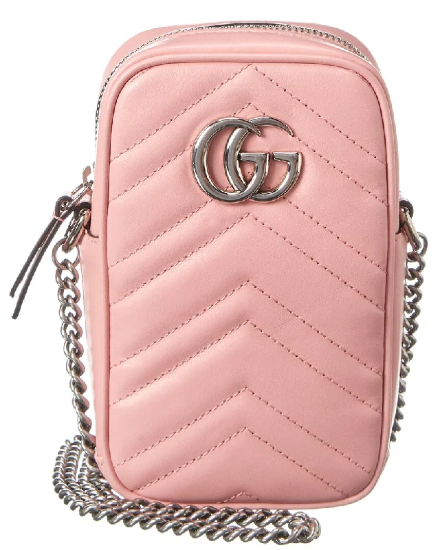 Women's Mini Crossbody Bag in Pink Velvet with Rhinestone Accents for Girls' Nights OutGucci GG Marmont Mini Matelasse Leather Crossbody