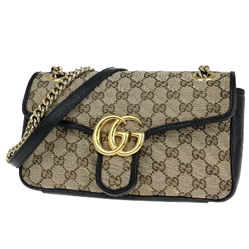 Women's Canvas Shoulder Bag in Navy with Striped Pattern for Beach TripsGucci Marmont  Canvas Shoulder Bag (Pre-Owned)