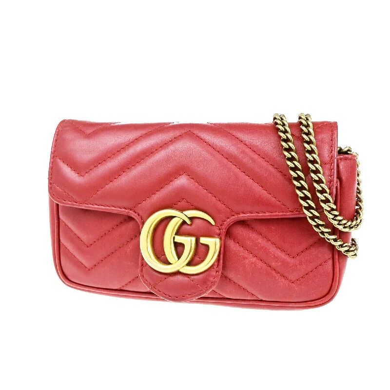 Shoulder Bag with Chain Strap in Silver for a Trendy AppearanceGucci Marmont  Leather Shoulder Bag (Pre-Owned)