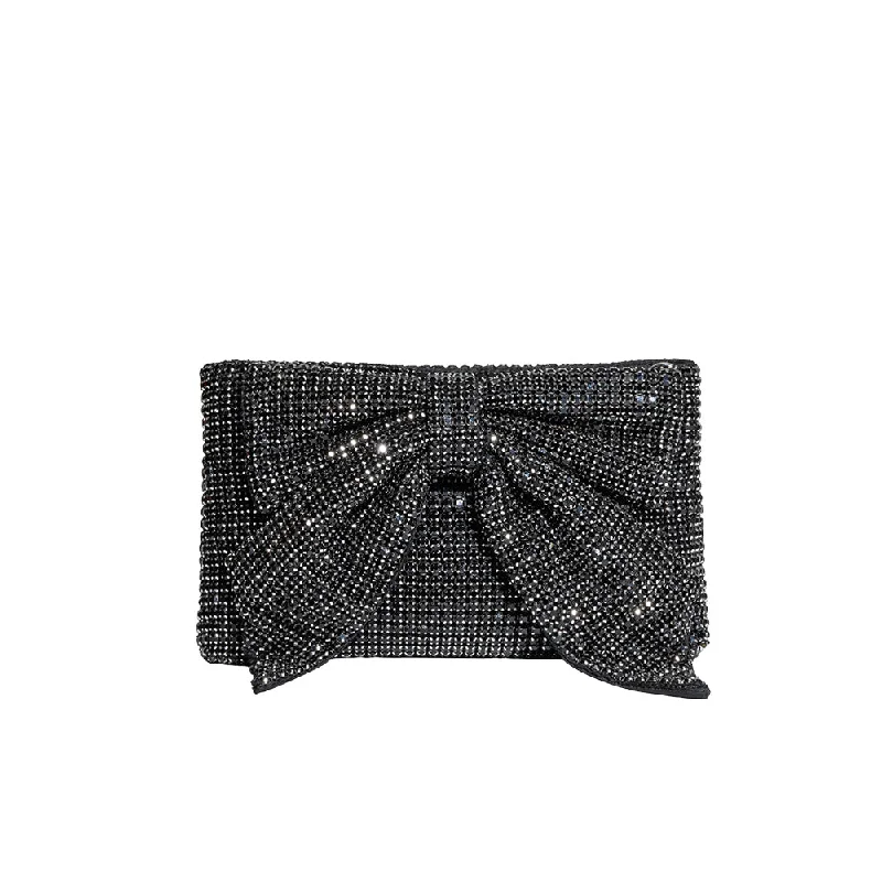 Embroidered Silk Crossbody Bag in Purple for Formal Events and WeddingsJada Black Bow Clutch Crossbody Bag
