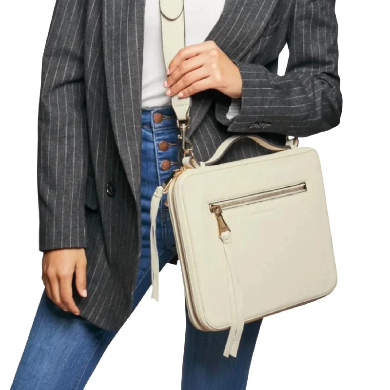 Vegan Leather Shoulder Bag in Gray for Ethical Fashion LoversJustice Portfolio Handle Bag In Vanilla Ice