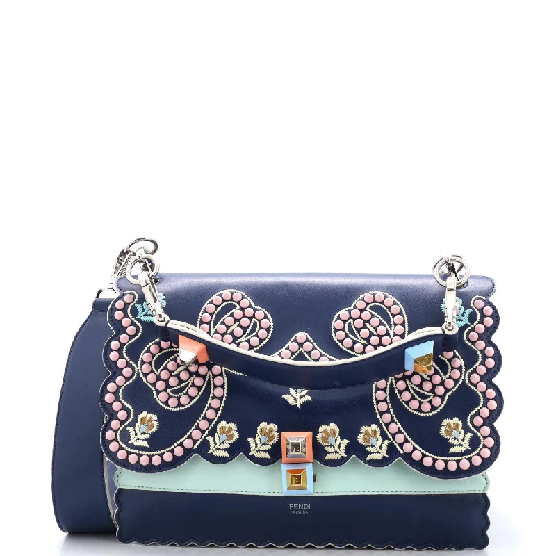 Metallic Shoulder Bag in Gold for Special OccasionsKan I Bag Embroidered Studded Leather Medium