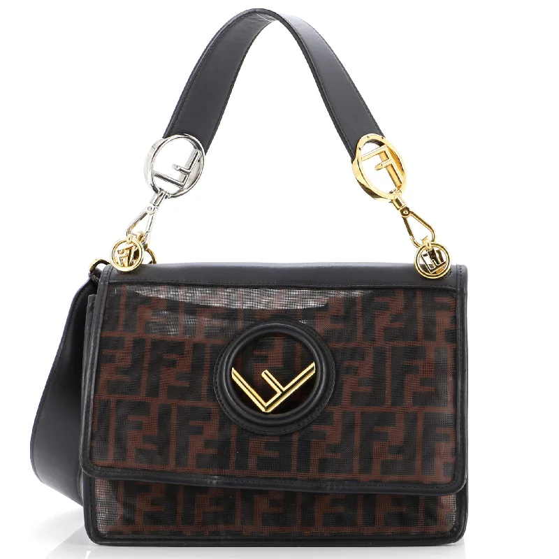 Women's Large Leather Shoulder Bag in Brown with Multiple Compartments for WorkKan I F Shoulder Bag Zucca Mesh Medium