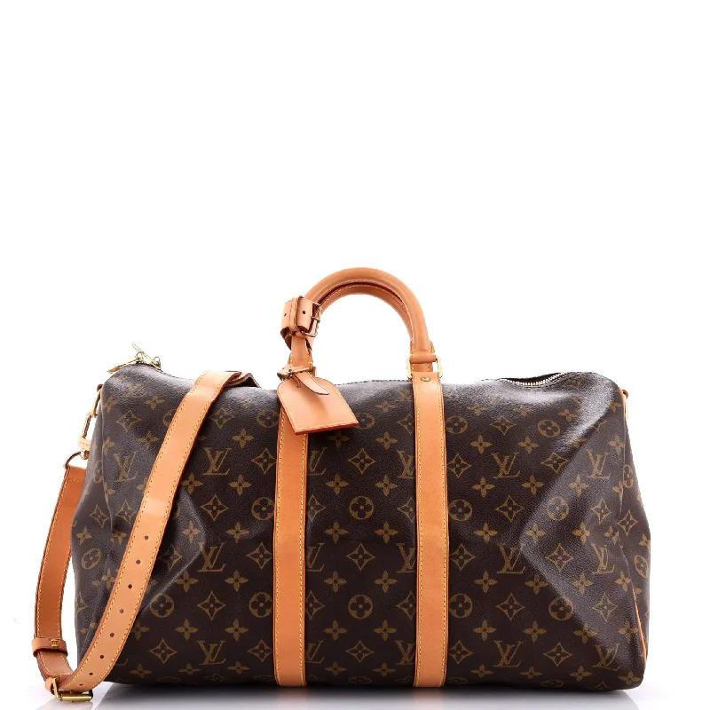 Leather - Trimmed Denim Crossbody Bag in Blue for a Vintage - Inspired LookKeepall Bandouliere Bag Monogram Canvas 45