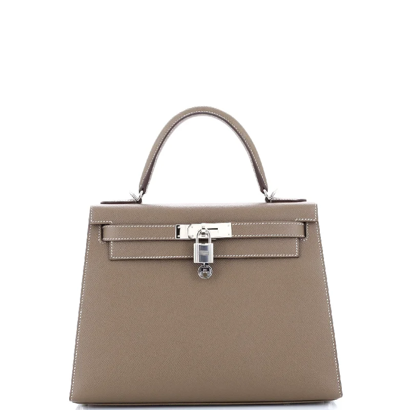 Embroidered Denim Shoulder Bag in Blue for a Vintage VibeKelly Handbag Grey Epsom with Palladium Hardware 28