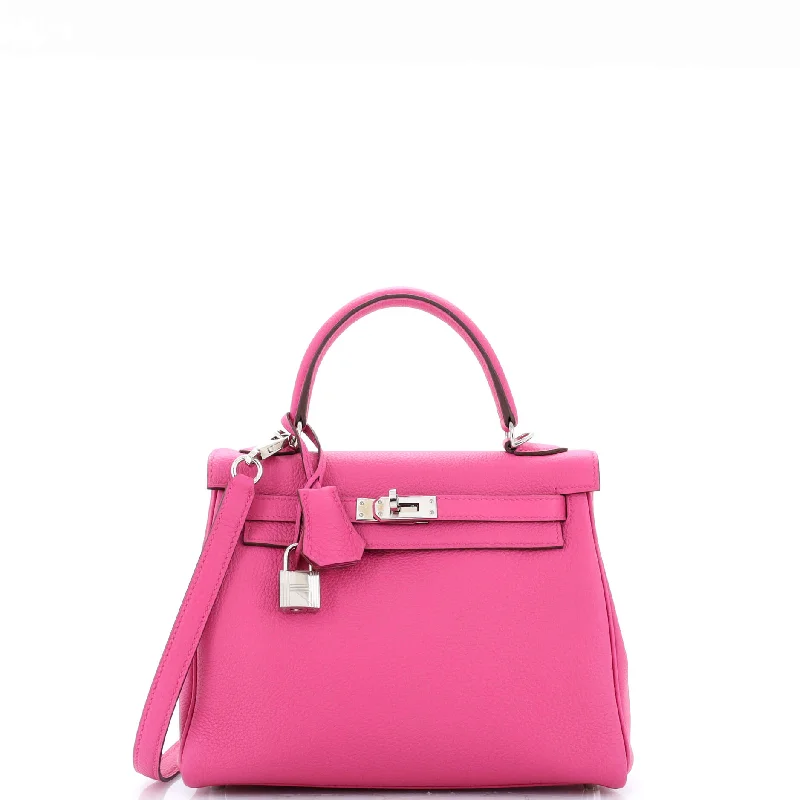 Shoulder Bag with Chain Strap in Silver for a Trendy AppearanceKelly Handbag Magnolia Togo with Palladium Hardware 25