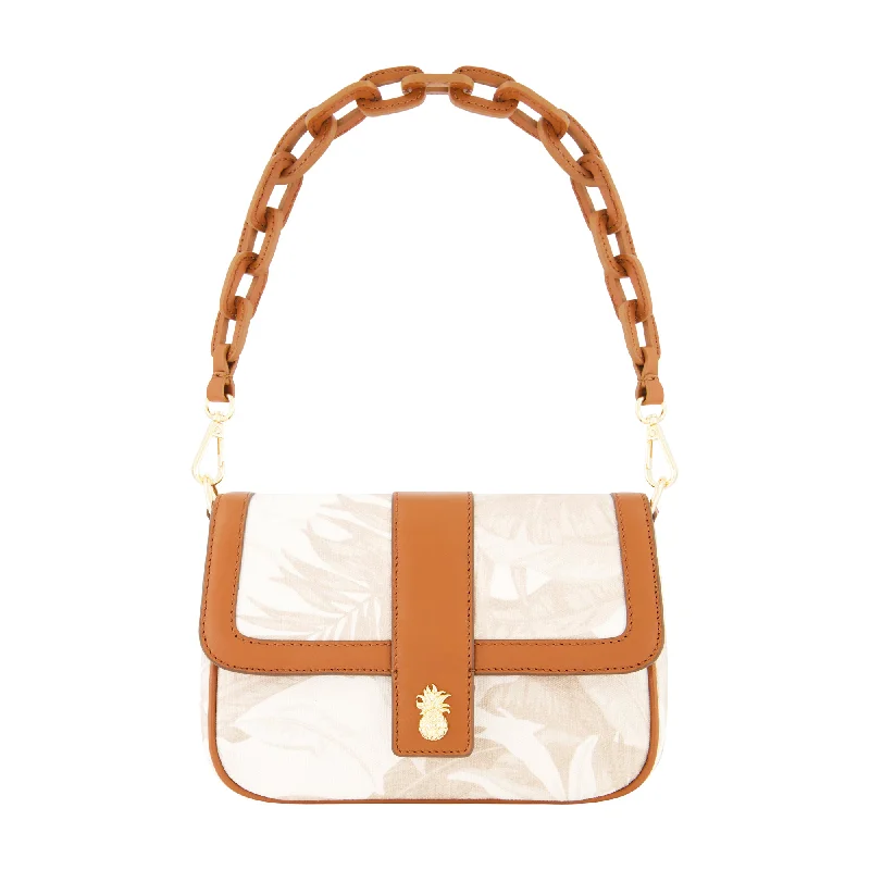 Women's Crossbody Bag with Adjustable Strap in Orange for Customizable ComfortLeather Trim Floral Crossbody Flap