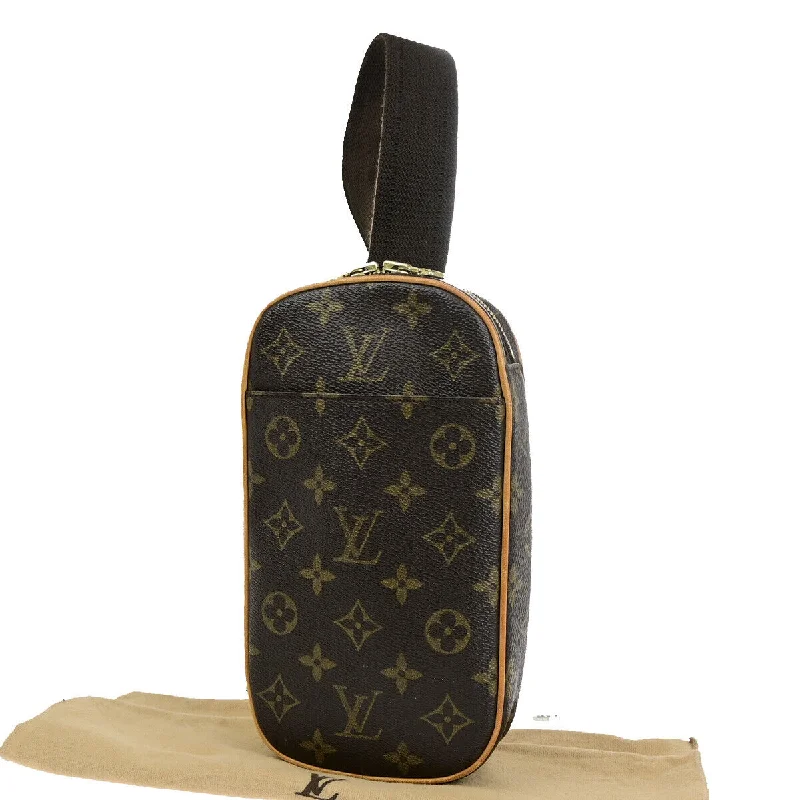 Canvas and Leather Combo Shoulder Bag in Tan for a Rustic LookLouis Vuitton Pochette Gange  Canvas Shoulder Bag (Pre-Owned)