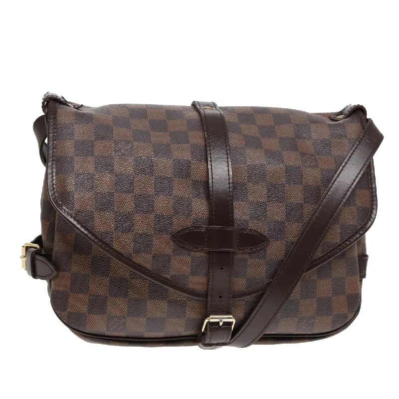Leather Shoulder Bag with Magnetic Closure in Black for Quick AccessLouis Vuitton Saumur  Canvas Shoulder Bag (Pre-Owned)