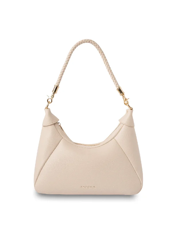 Leather - Trimmed Denim Crossbody Bag in Blue for a Vintage - Inspired LookMocha Claire Crossbody Bag - Ecru Leather - Trimmed Denim Crossbody Bag in Blue for a Vintage - Inspired LookMocha Claire Crossbody Bag - Ecru