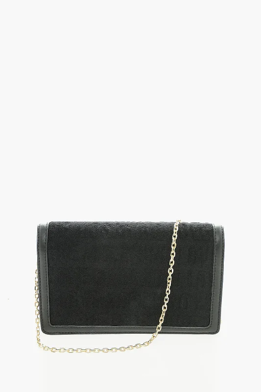 Crossbody Shoulder Bag in Black Leather with Gold Hardware for Night OutsMoschino Love All Over Logo Terry Bag With Chain Shoulder Strap