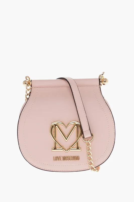 Women's Shoulder Bag with Faux Fur Strap in White for Winter StyleMoschino Love Faux Leather Bag With Chain Shoulder Strap And Golden L