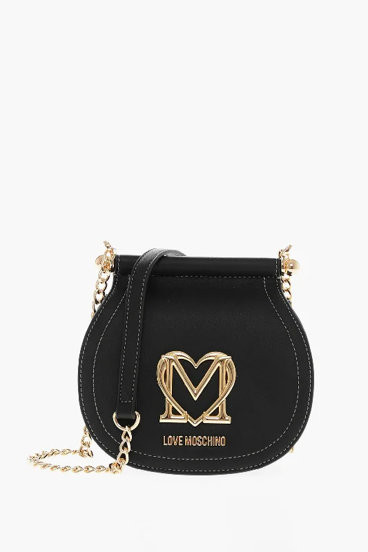 Vegan Leather Shoulder Bag in Gray for Ethical Fashion LoversMoschino Love Faux Leather Bag With Chain Shoulder Strap And Golden L