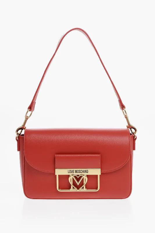 Suede Shoulder Bag in Pink with Tassel Accents for Casual OutingsMoschino Love Faux Leather Bag With Golden Details And Removable Shou