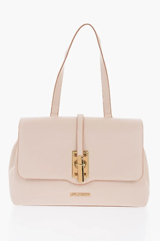 Vegan Leather Shoulder Bag in Gray for Ethical Fashion LoversMoschino Love Faux Leather Bag With Removable Shoulder Strap