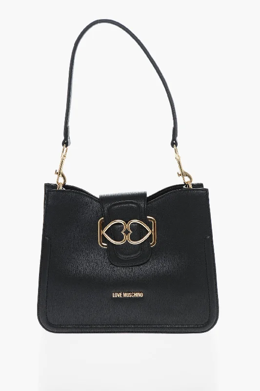 Shoulder Bag with Chain Strap in Silver for a Trendy AppearanceMoschino Love Faux Leather Shoulder Bag With Golden Hearts