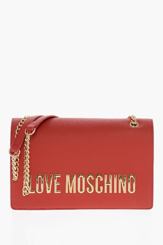 Pvc Shoulder Bag in Clear with Glitter for a Fun and Modern LookMoschino Love Faux Leather Shoulder Bag With Maxi Golden Logo