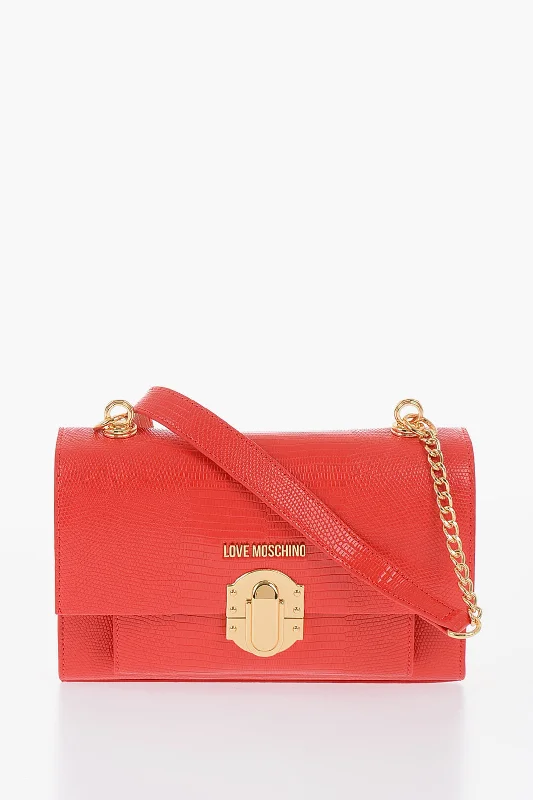 Shoulder Bag with Chain Strap in Silver for a Trendy AppearanceMoschino Love Faux Leather Shoulder Bag With Metal Magnetic Closure