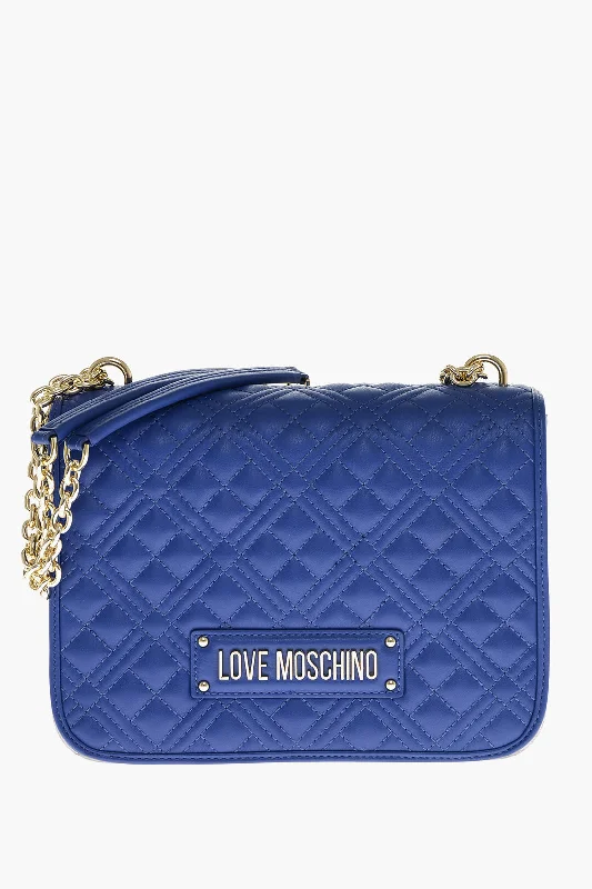 Women's Shoulder Bag with Floral Embroidery in Purple for Spring WalksMoschino Love Moschino Faux Leather Quilted Shoulder Bag With Lm-Logo