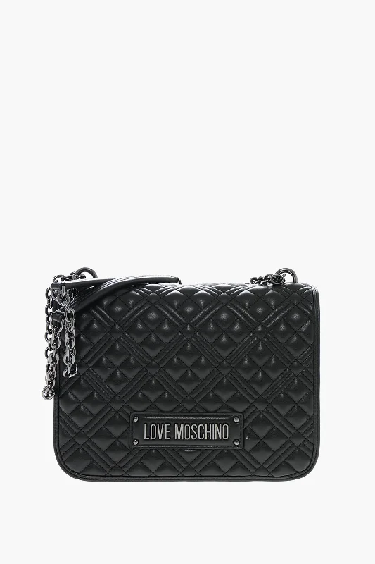 Quilted Shoulder Bag in Cream for a Classic and Elegant LookMoschino Love Quilted Faux Leather Shoulder Bag