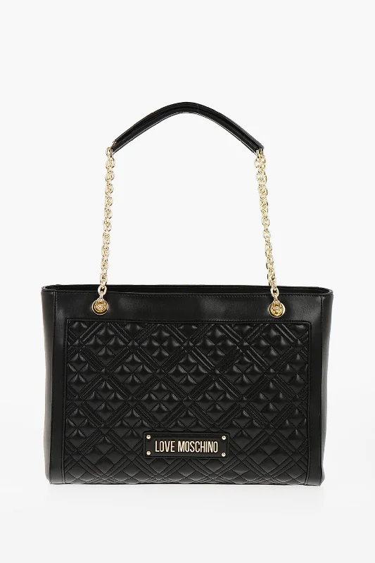 Women's Waterproof Nylon Shoulder Bag in Green for HikingMoschino Love Quilted Faux Leather Shoulder Bag With Golden Logo