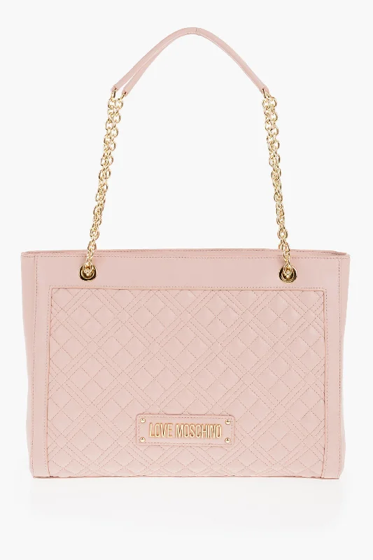 Shoulder Bag with Geometric Pattern in Multicolor for a Contemporary StyleMoschino Love Quilted Faux Leather Shoulder Bag With Golden Logo
