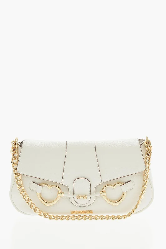Women's Large Leather Shoulder Bag in Brown with Multiple Compartments for WorkMoschino Love Textured Faux Leather Shoulder Bag With Clamp Front