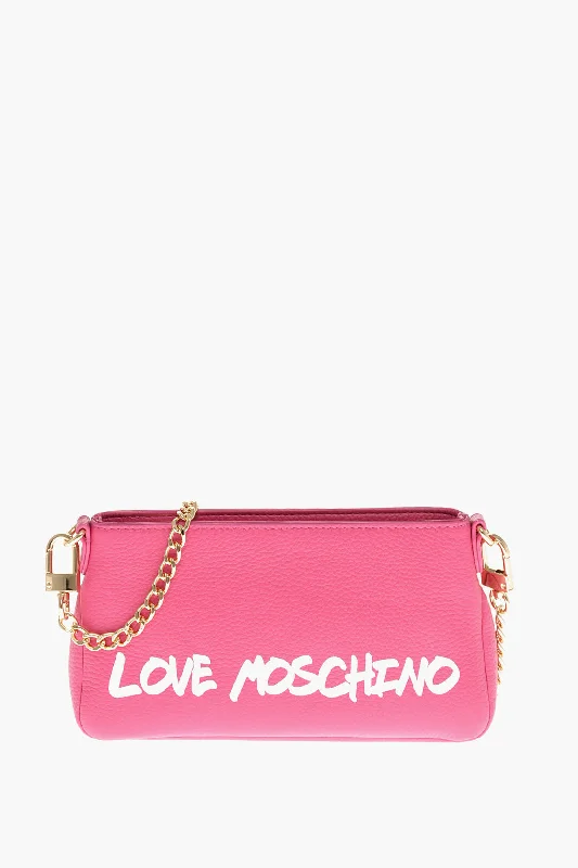 Women's Waterproof Nylon Shoulder Bag in Green for HikingMoschino Love Textured Leather Shoulder Bag With Graffiti Logo-Print