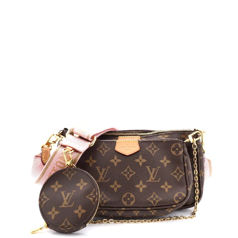 Women's Mini Crossbody Bag in Pink Velvet with Rhinestone Accents for Girls' Nights OutMulti Pochette Accessoires Monogram Canvas
